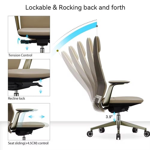 كرسي متحرك ضهر عالي جلد فاخر