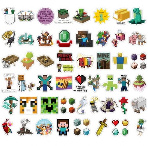 ستيكرات شخصيات لعبة ماين كرافت الشهيرة 50 قطعة