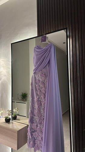 فستان سهره بشال منسدل موف