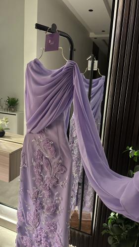 فستان سهره بشال منسدل موف