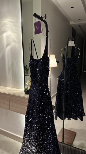 فستان مخمل ترتر كحلي