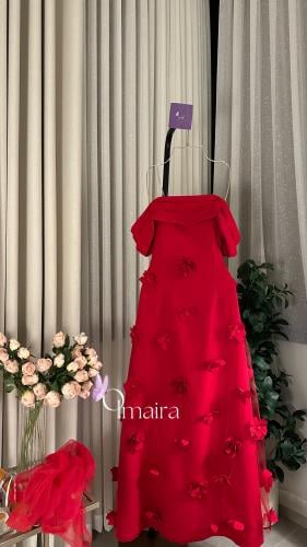 فستان احمر اوف شولدر مورد