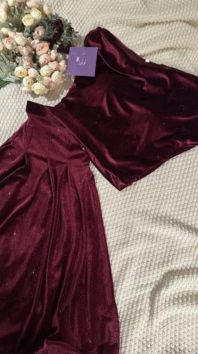 طقم مخمل برغندي فخم