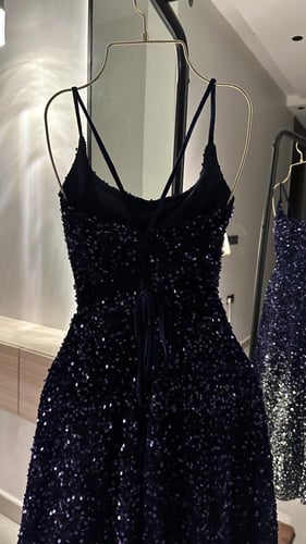 فستان مخمل ترتر كحلي