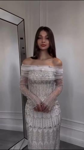 فستان سواريه تطريز+ ترتر