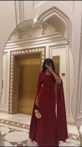 فستان كريب احمر