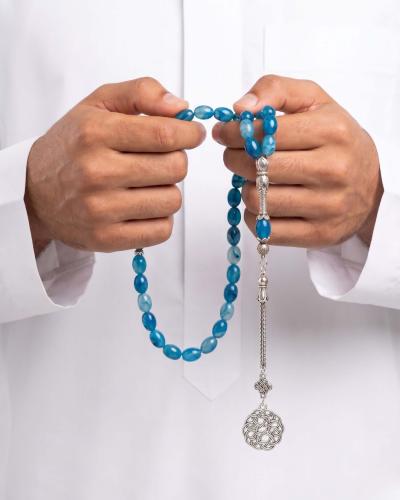 سبحة حجر برازيلي ازرق
