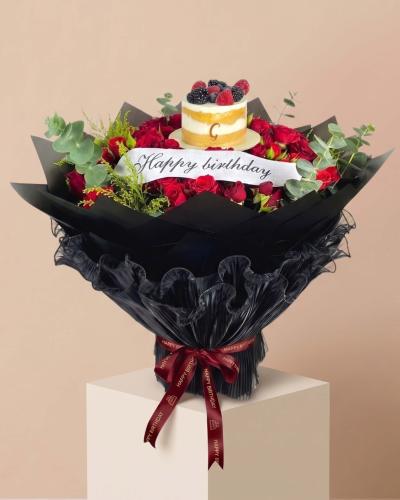 birth Cake & Flowers Combo