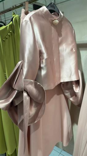 Pink suit, pink blouse