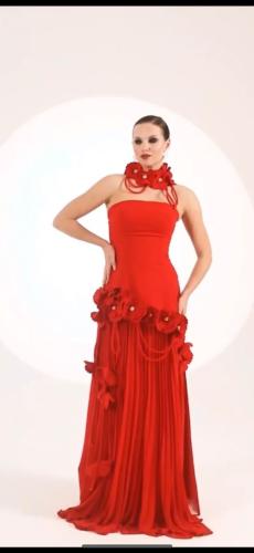 Red floral dress