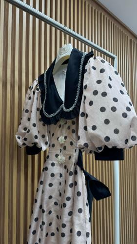 Beige dotted dress