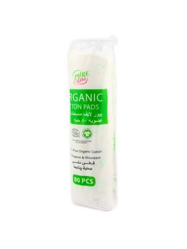 Pure Life Round Organic Cotton Pads - 80 pcs