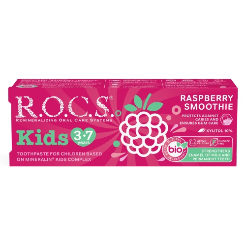 ROCS Toothpaste For Kids 3-7 Years With Raspberry Smoothie - 45 g