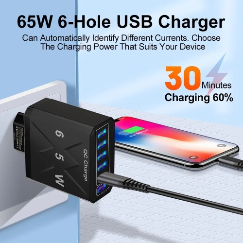 شاحن سريع 3.1A USB قابس Mulit 6 في 1 للسفر 13 12 s...