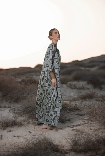 قفطان تفته اخضر قطني خفيف