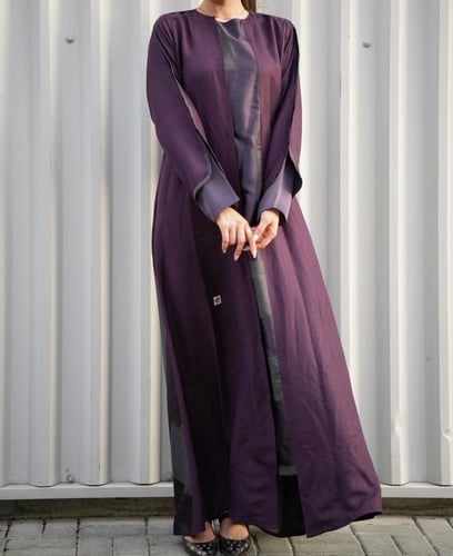 عبايه كتان ب لون بنفسجي