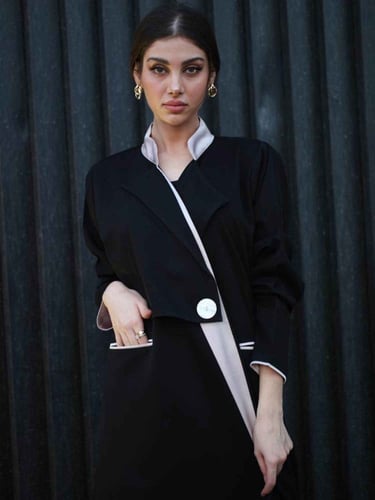 كتان أسود مع حرير كريب