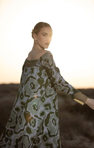 قفطان تفته اخضر قطني خفيف