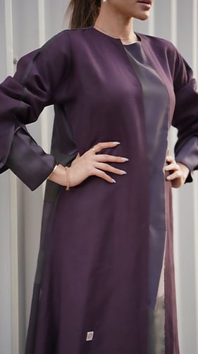 عبايه كتان ب لون بنفسجي