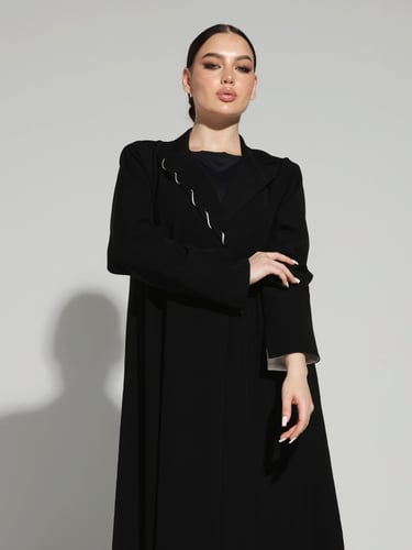 عباية كريب سوداء مع قيطان مغربي