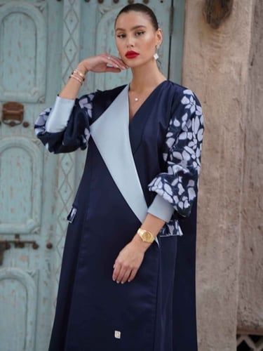 عبايه كحلي من حرير التفتا (R)