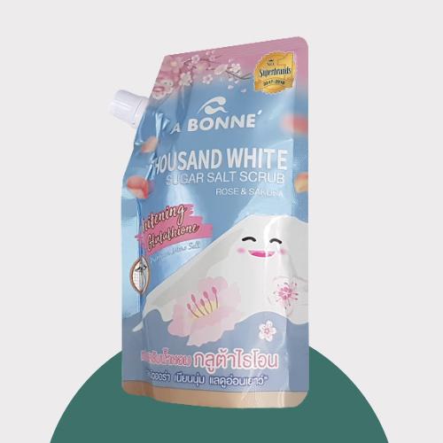 مقشر السكر الأبيض والملح بالورد 50 جرام من ABonne