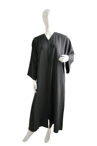 عباية سوداء قماش ياباني ثقيل مع قيطان - ماركة بدون...