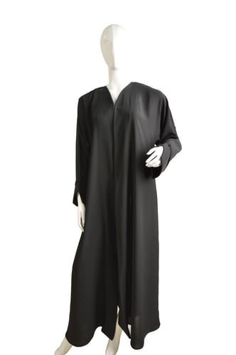 عباية حرير كوري سادة بخياطة مخفيةللامام وأكمام مبت...