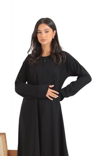 عباية سادة سحاب قماش بدون اسم الراقي-عباية فقط