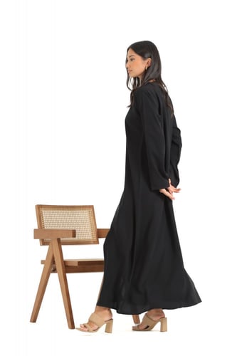 عباية سادة سحاب مخفي قماش بدون اسم المميز-عباية فق...