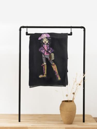 طرحة "بدون اسم" سوداء بقماش ياباني وتصميم فني عصري...