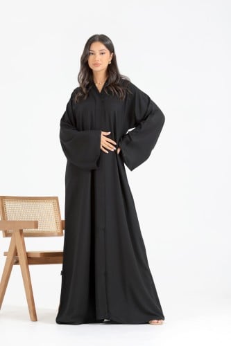 عباية سادة ياقة قماش بدون اسم المميز -عباية فقط