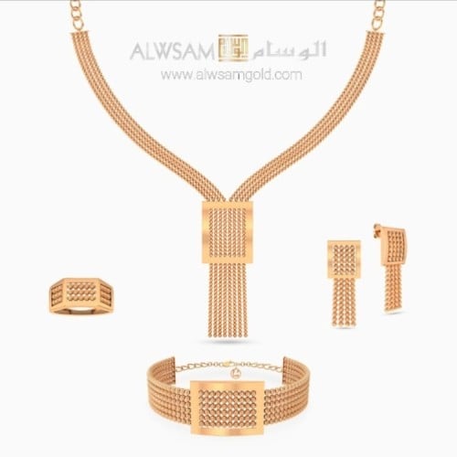 طقم ذهب لازوردي عيار 21