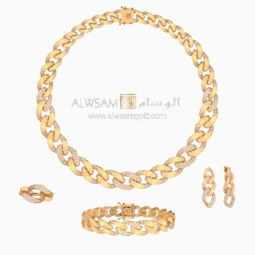 طقم ذهب لازوردي عيار 21