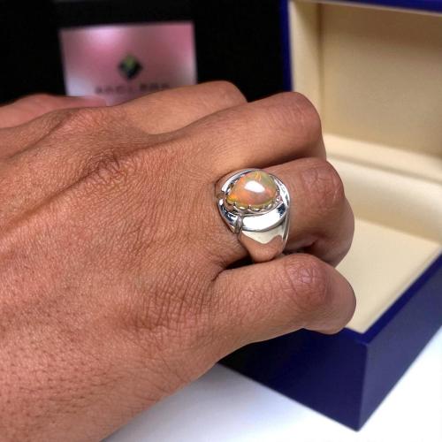 خاتم اوبال اثيوبي دمعه فضه عيار 925