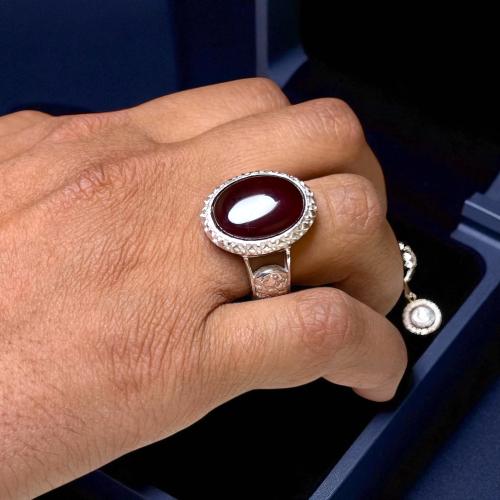 خاتم عقيق كبدي بصياغة ورشة اوبال