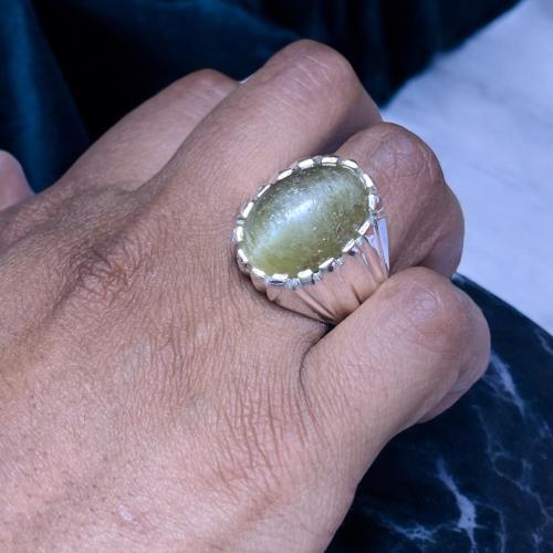 خاتم عين القطه الطبيعي بصياغة اوبال