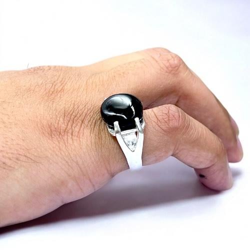 خاتم عقيق أسود بصياغة اوبال الملكيه