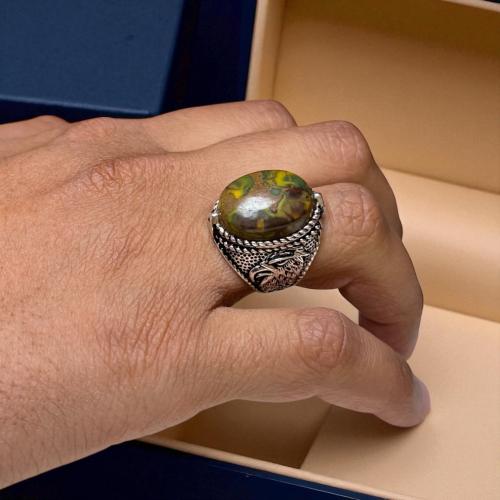 خاتم عقيق جبل أحد فضه عيار 925