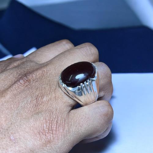 خاتم عقيق كبدي بصياغة اوبال