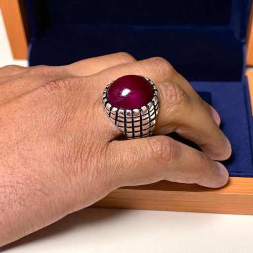 خاتم ياقوت بانكوك فضه عيار 925