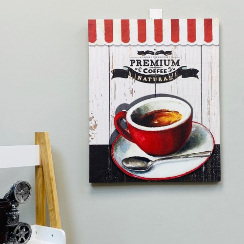 لوحة قماشية بإطار خشبي لفنجان قهوة بارز