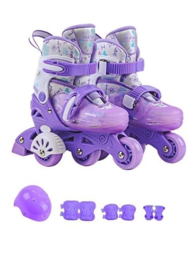 Skateroll - high quality skate roller (adjustable size + safety wheels + complete protective set including knee and elbow guards +...