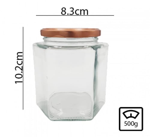 علب عسل سداسية 500 غرام مع فلين