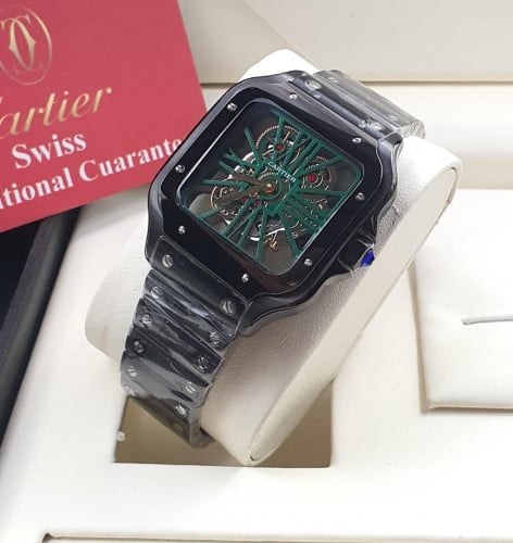 ساعة كارتير نيو ديزاين اسود مينا اخضر
