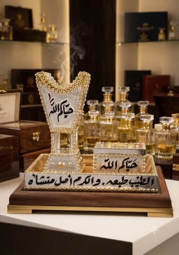 مبخرة حائليه مع صينيه ( شامل الكتابة و العود )