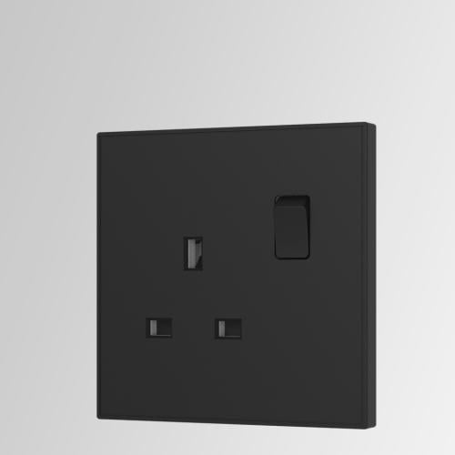 فيش ثلاثي اسود مطفي مخملي مع مفتاح 13 امبير DX