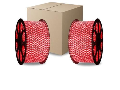 كرتون 2 حبه شريط ليد 50 متر لون احمر خطين