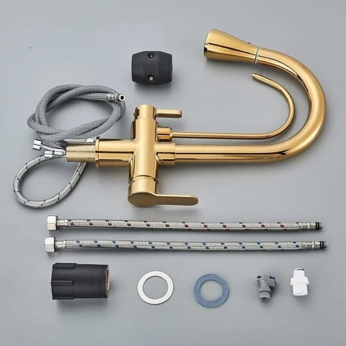 خلاط مجلى مطبخ ذهبي مع فلتر تحلية