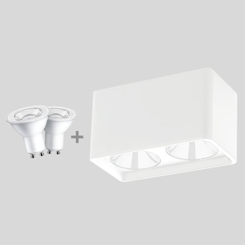 انارة سقفية مربع ابيض كامل سهل التركيب + لمبات GU1...